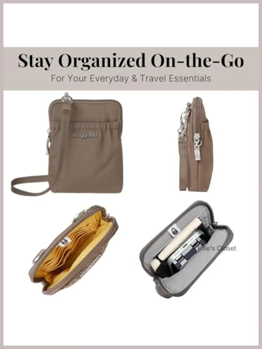 RFID Blocking Nylon Crossbody Travel Pouch with Adjustable Strap